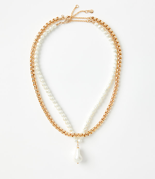 Pearlized Chunky Chain Link Necklace Set