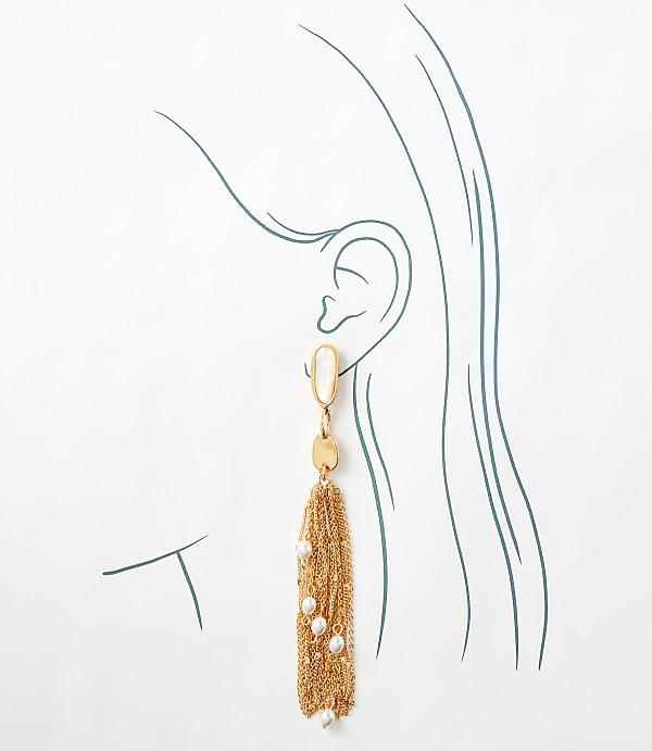 Pearlized Chain Drop Earrings