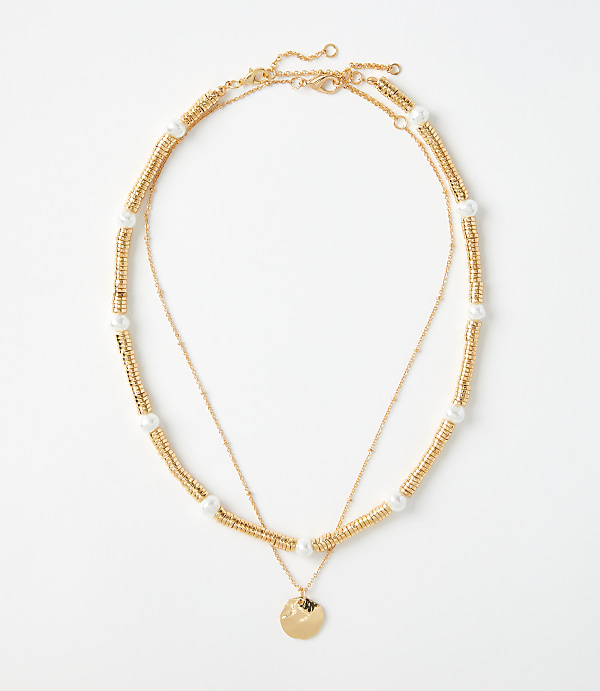 Pearlized Spliced Layered Necklace Set