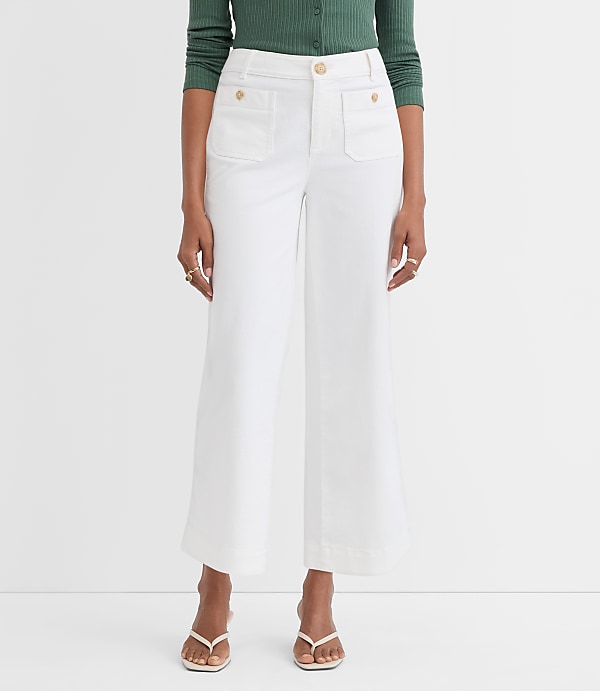 Curvy Palmer Wide Leg Crop Pants in Twill