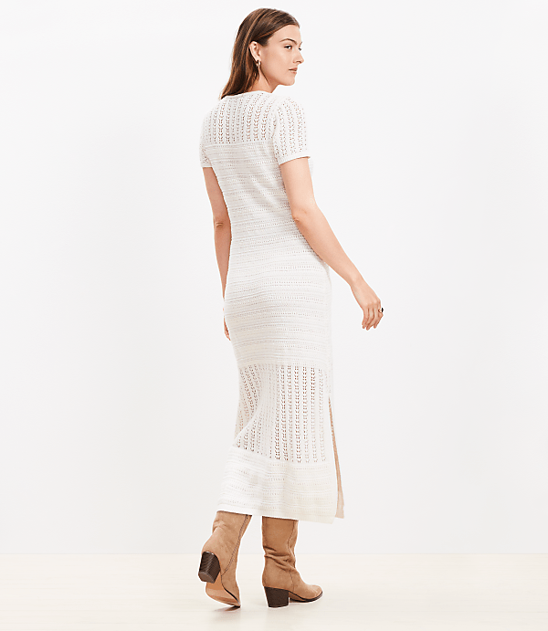 Petite Pointelle V-Neck Midi Sweater Dress