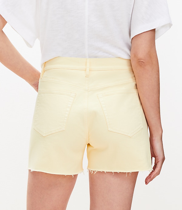 Fresh Cut High Rise Cut Off Denim Shorts in Lemon Brulee