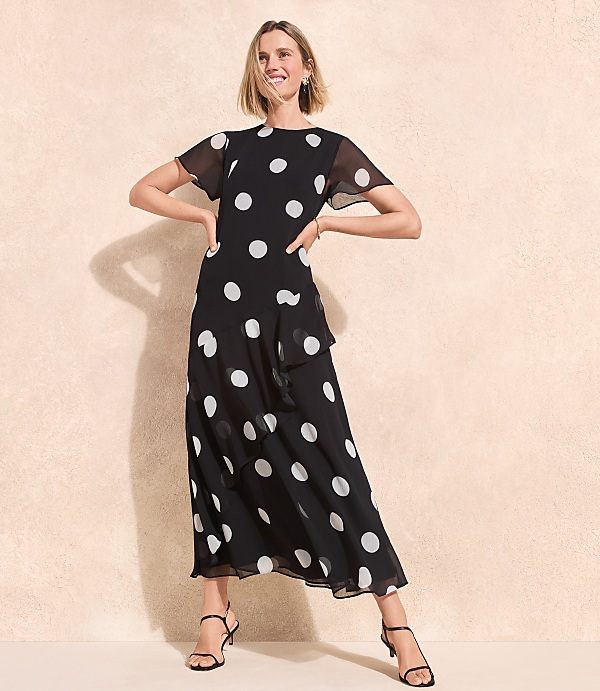 Dotted Flounce Maxi Dress