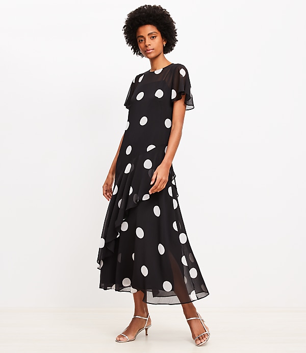 Dotted Flounce Maxi Dress