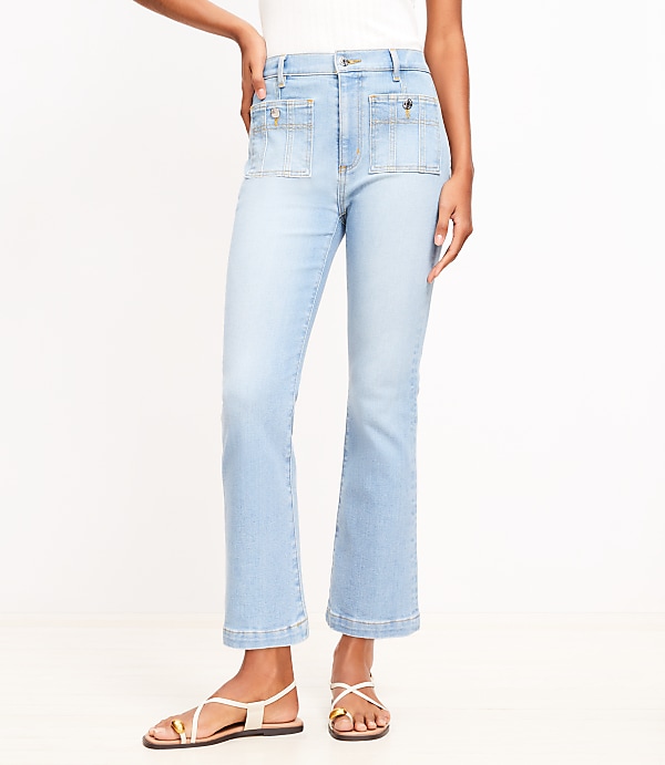 Patch Pocket Kick Crop Jeans in Bright Vintage Wash