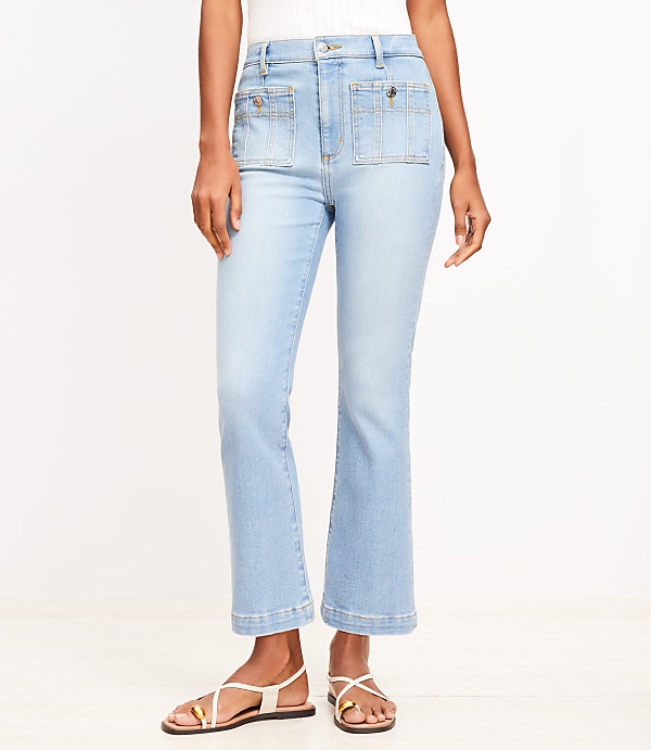 Curvy Patch Pocket Kick Crop Jeans in Bright Vintage Wash