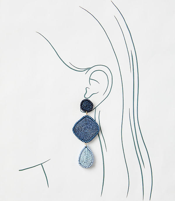 Linear Fabric Wrapped Statement Earrings
