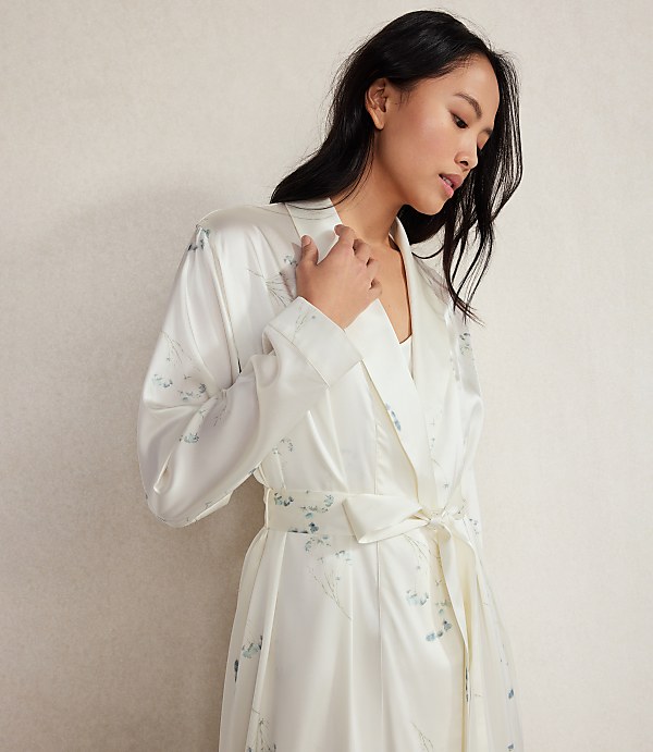 Haven Well Within Washable Silk Delicate Floral Robe