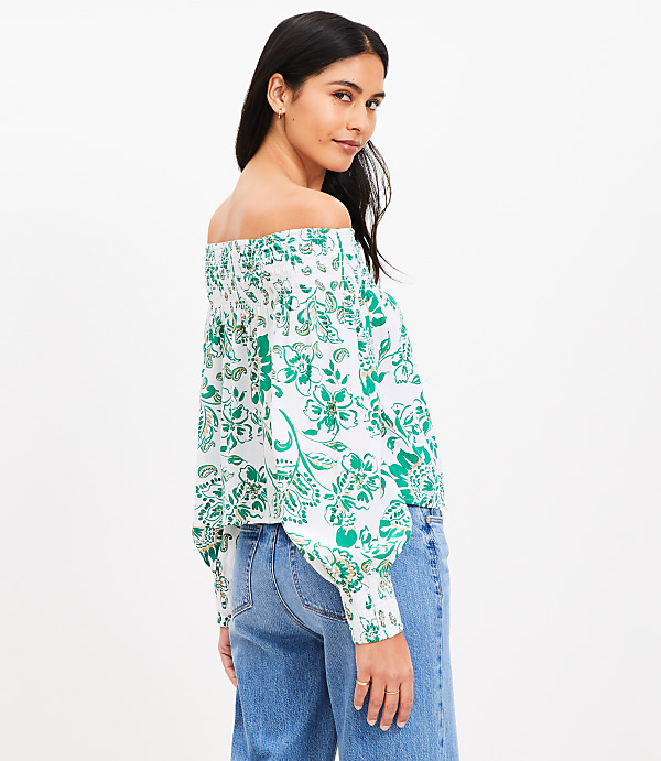 Floral Smocked Off The Shoulder Top