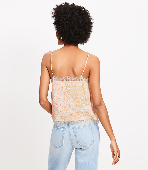 Petite Floral Lace Trim V-Neck Cami