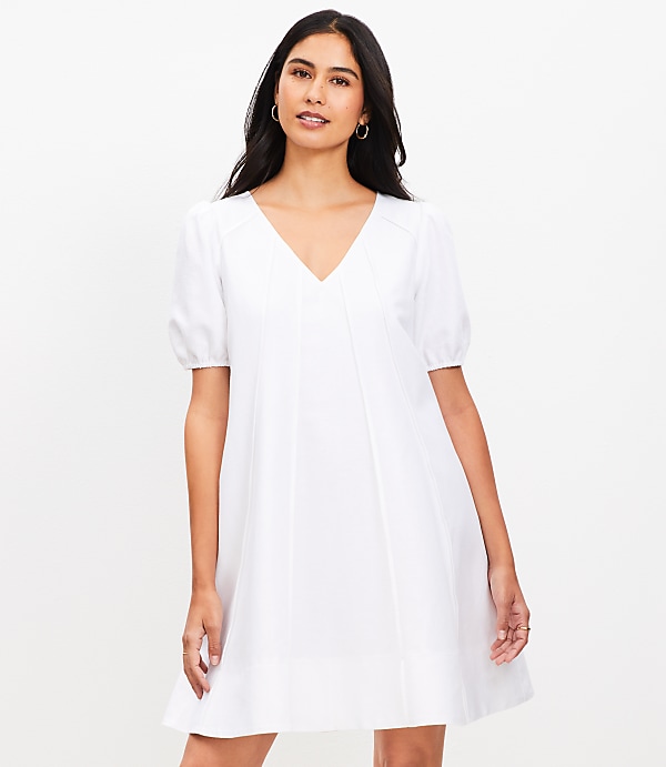 Petite Seamed Linen Cotton Mini Dress