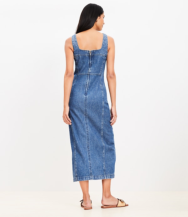 Seamed Denim Midi Dress