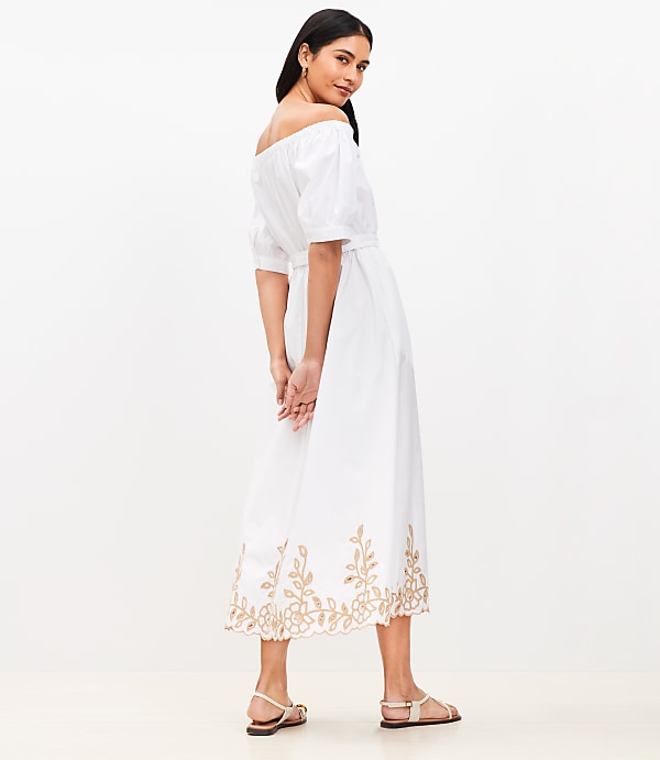 Off The Shoulder Midi Pocket Shirtdress
