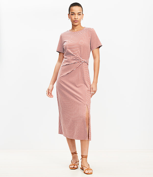 Striped Twist Midi Dress