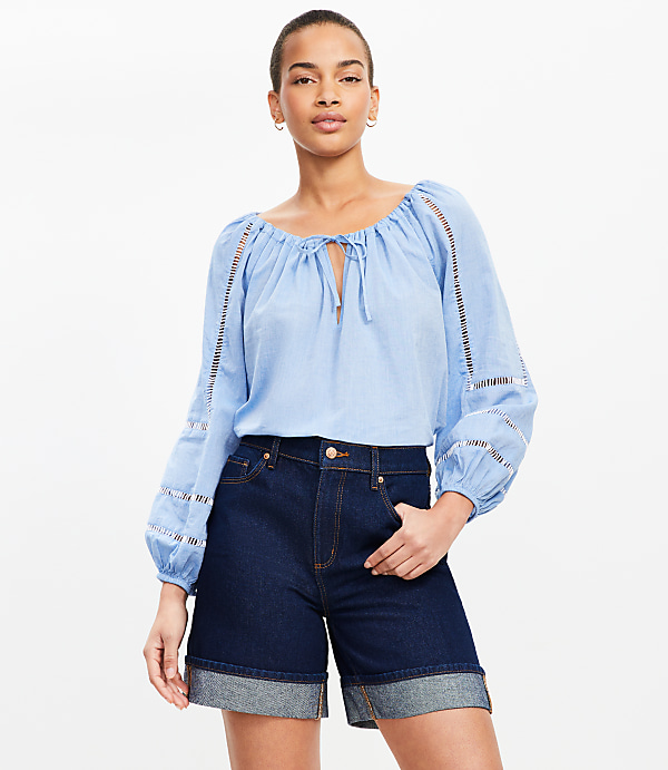 A-Line High Rise Denim Shorts in Rinse Wash