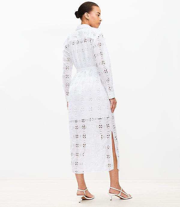 Square Eyelet Midi Shirtdress