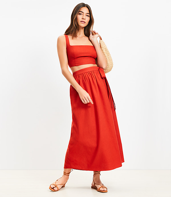 LOFT Beach Linen Cotton Maxi Wrap Skirt