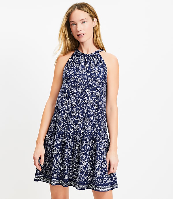 Tall Bandana Flounce Mini Halter Dress