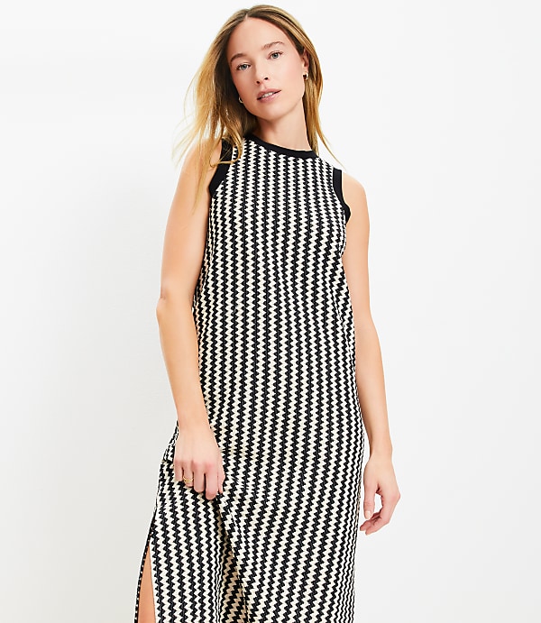 LOFT Beach Zig Zag Crochet Midi Dress