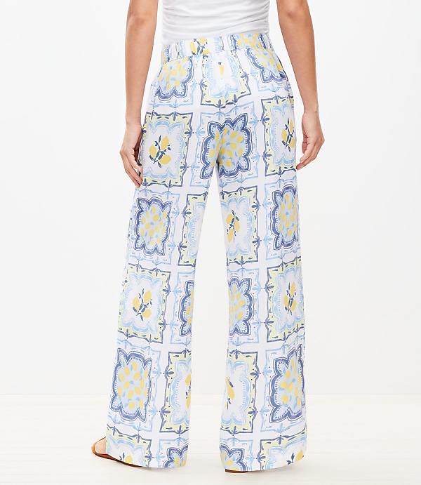 Petite Lemon Pull On Wide Leg Pants in Linen Blend