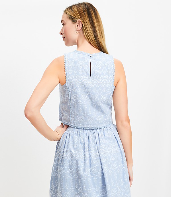 Petite Floral Embroidered Shell
