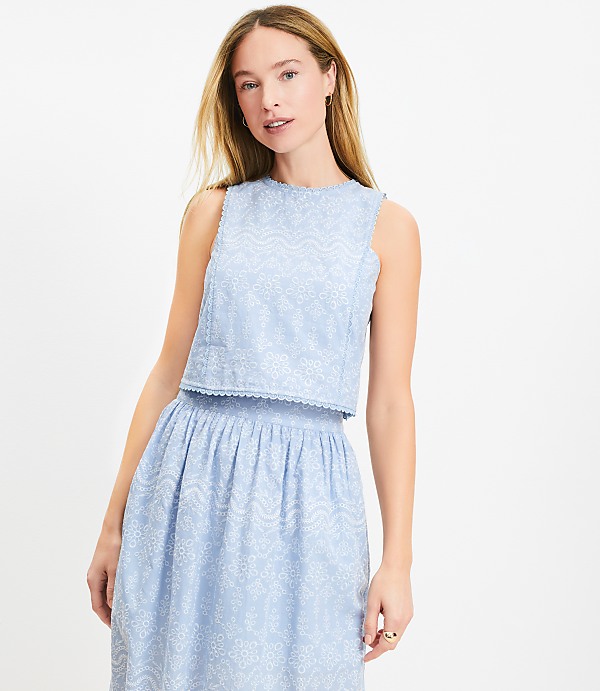 Petite Floral Embroidered Shell