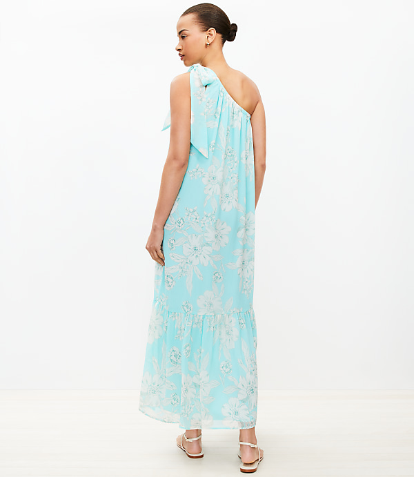 Petite Garden Tie One Shoulder Flounce Midi Dress