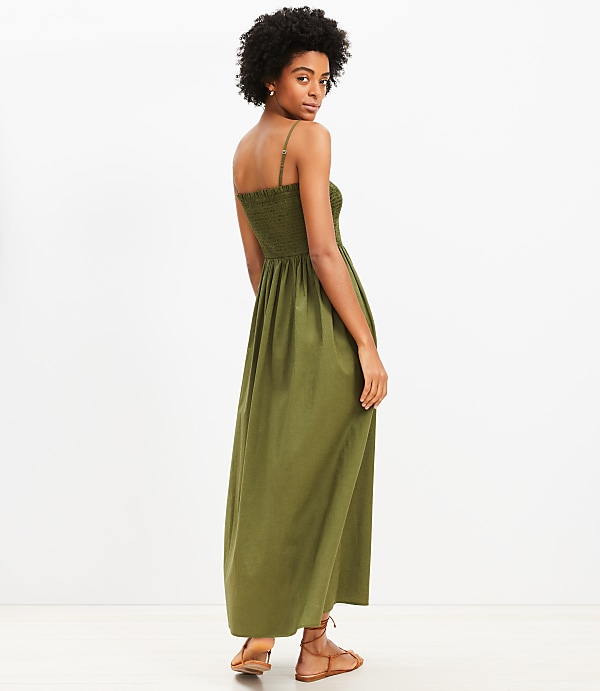 Petite LOFT Smocked Cami Maxi Pocket Dress