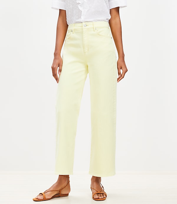 Petite High Rise Wide Leg Crop Jeans in Tender Yellow