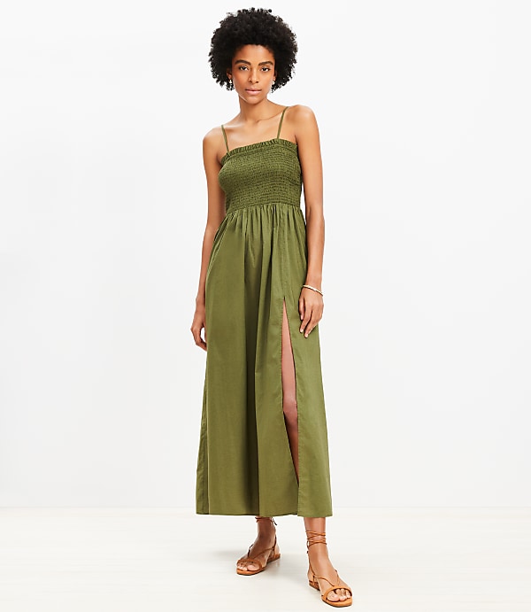 Petite LOFT Smocked Cami Maxi Pocket Dress