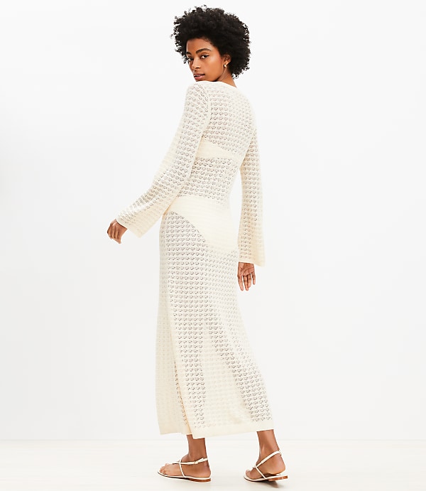 LOFT Beach Pointelle Tie Neck Maxi Swimsuit Coverup