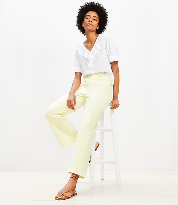 High Rise Wide Leg Crop Jeans in Tender Yellow
