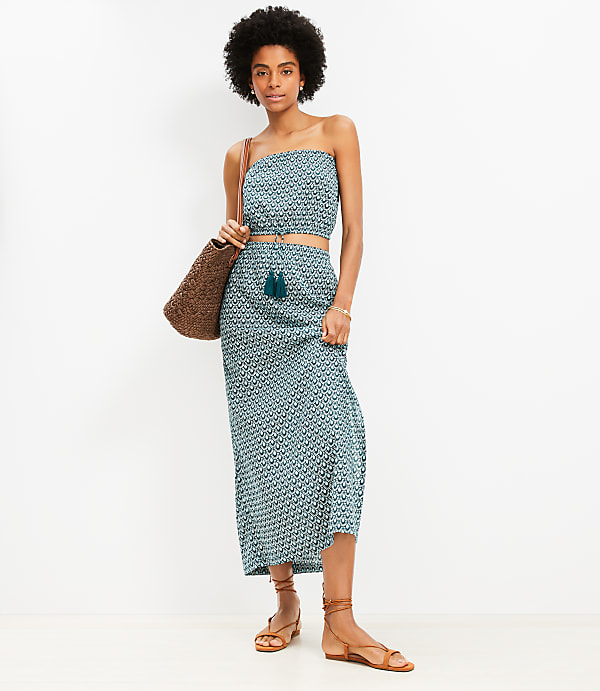 LOFT Beach Mosaic Crinkle Midi Skirt