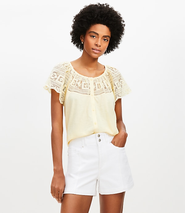 Lace Flutter Button Top