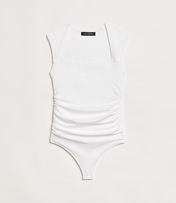 LOFT Versa 360 Knit Ruched Square Neck Bodysuit