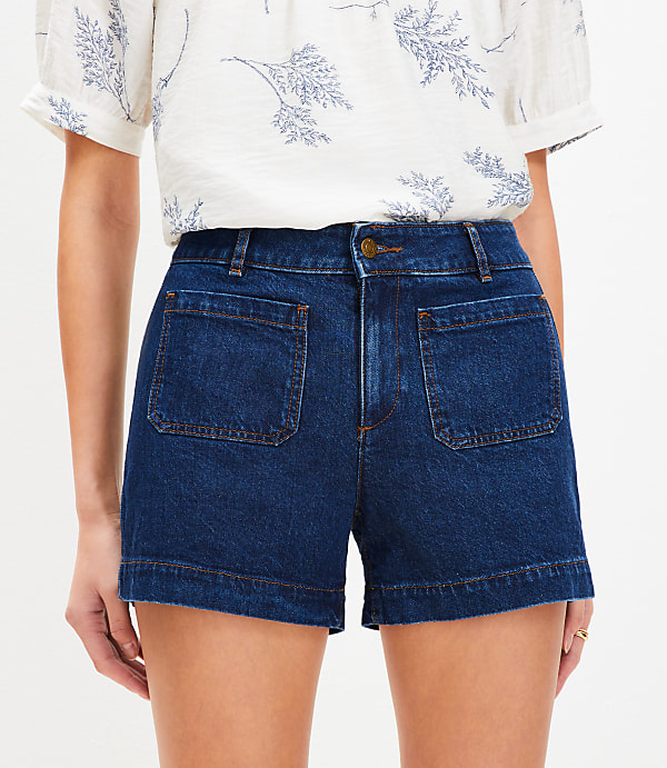 Curvy Palmer Denim Shorts in Bright Medium Stone Wash
