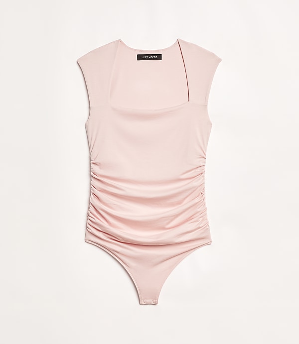 LOFT Versa 360 Knit Ruched Square Neck Bodysuit