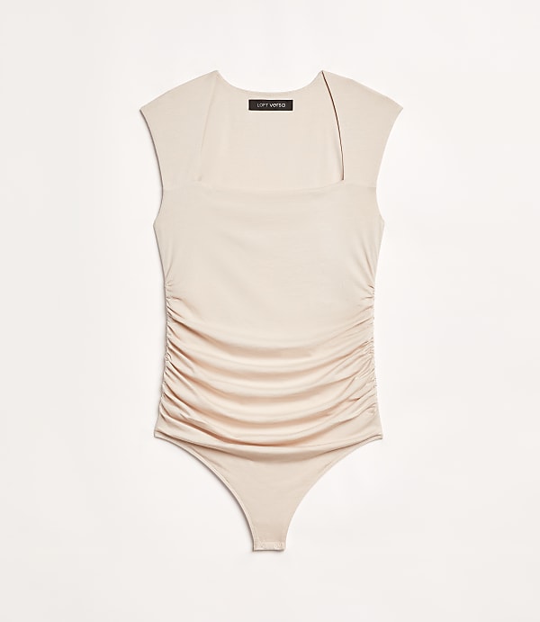 LOFT Versa 360 Knit Ruched Square Neck Bodysuit