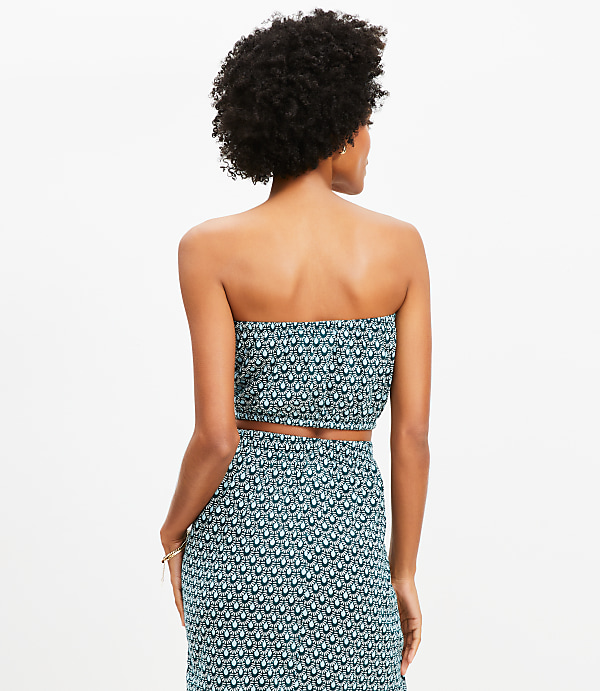 LOFT Beach Mosaic Crinkle Strapless Bubble Hem Top