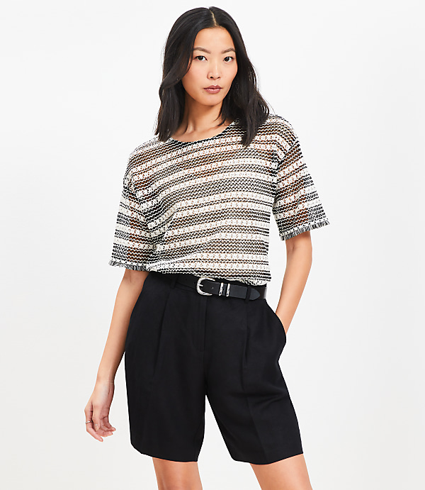 Petite Striped Crochet Modern Tee