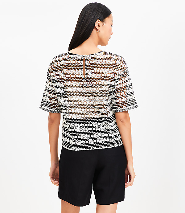 Petite Striped Crochet Modern Tee