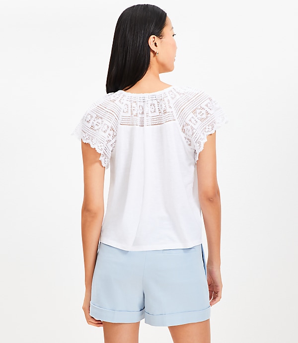 Lace Flutter Button Top