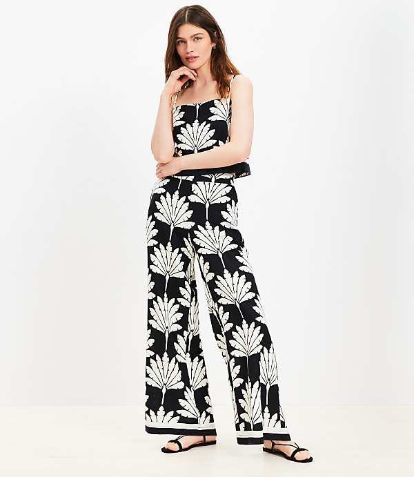 Palm Pull On Wide Leg Pants in Linen Blend