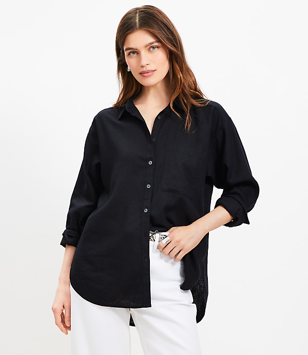 Linen Blend Everyday Oversized Pocket Shirt