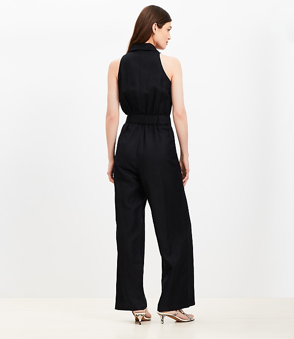 Linen Blend Halter Jumpsuit