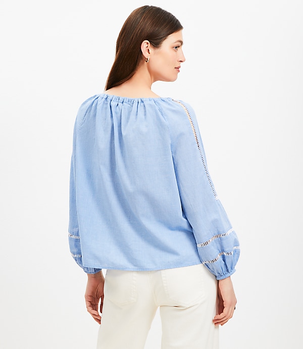 Cutout Tie Neck Blouse
