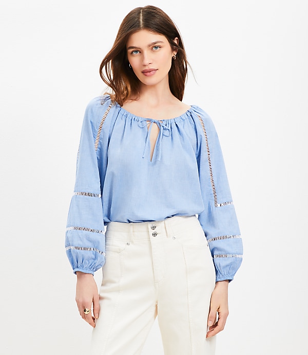 Cutout Tie Neck Blouse