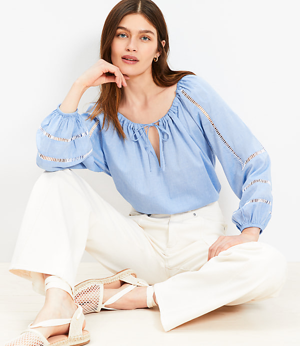Cutout Tie Neck Blouse