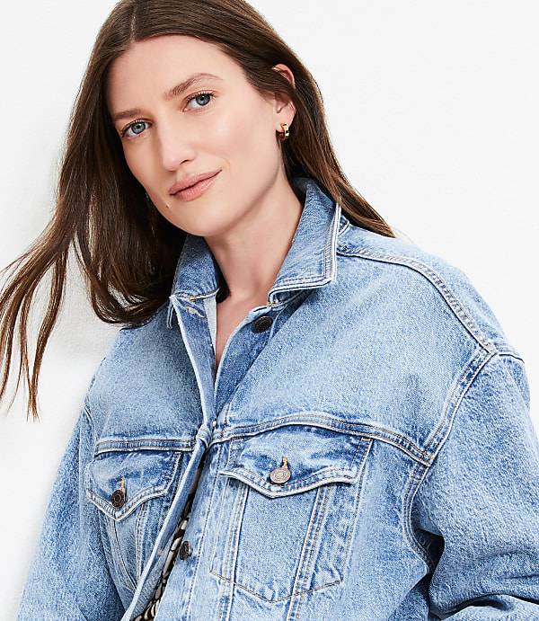 Oversized Denim Trucker Jacket in Light Wash Indigo
