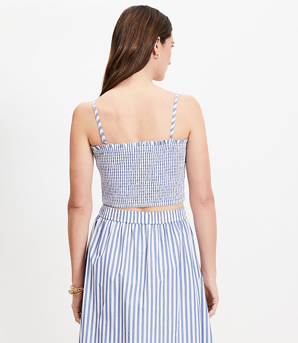 Petite Striped Poplin Smocked Cami